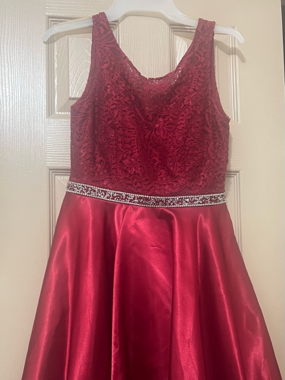 Women’s Small Burgundy Embellished Satin Party Dress
